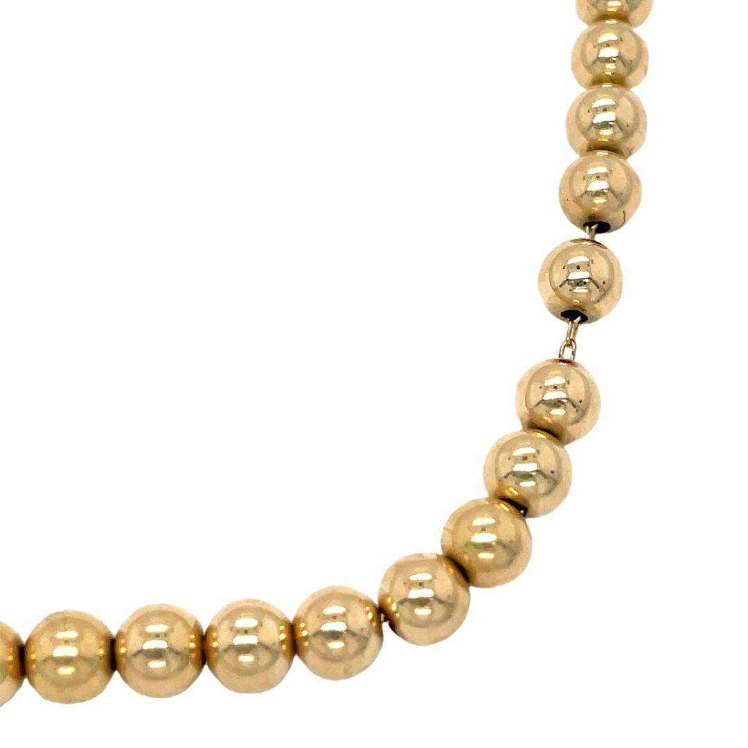 Women's or Men's Vintage 14k Gold Bead Necklace 14 inches For Sale