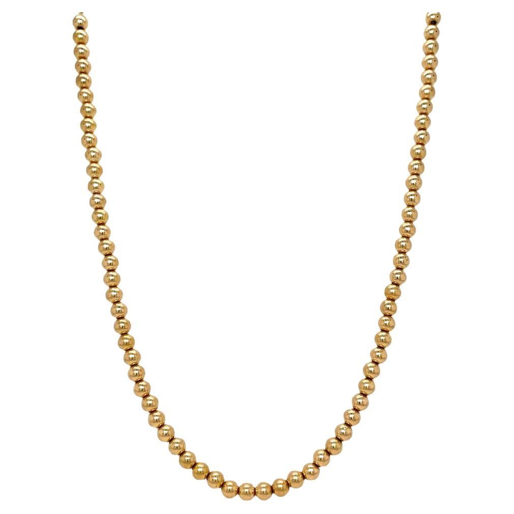 Vintage 14k Gold Bead Necklace 14 inches For Sale