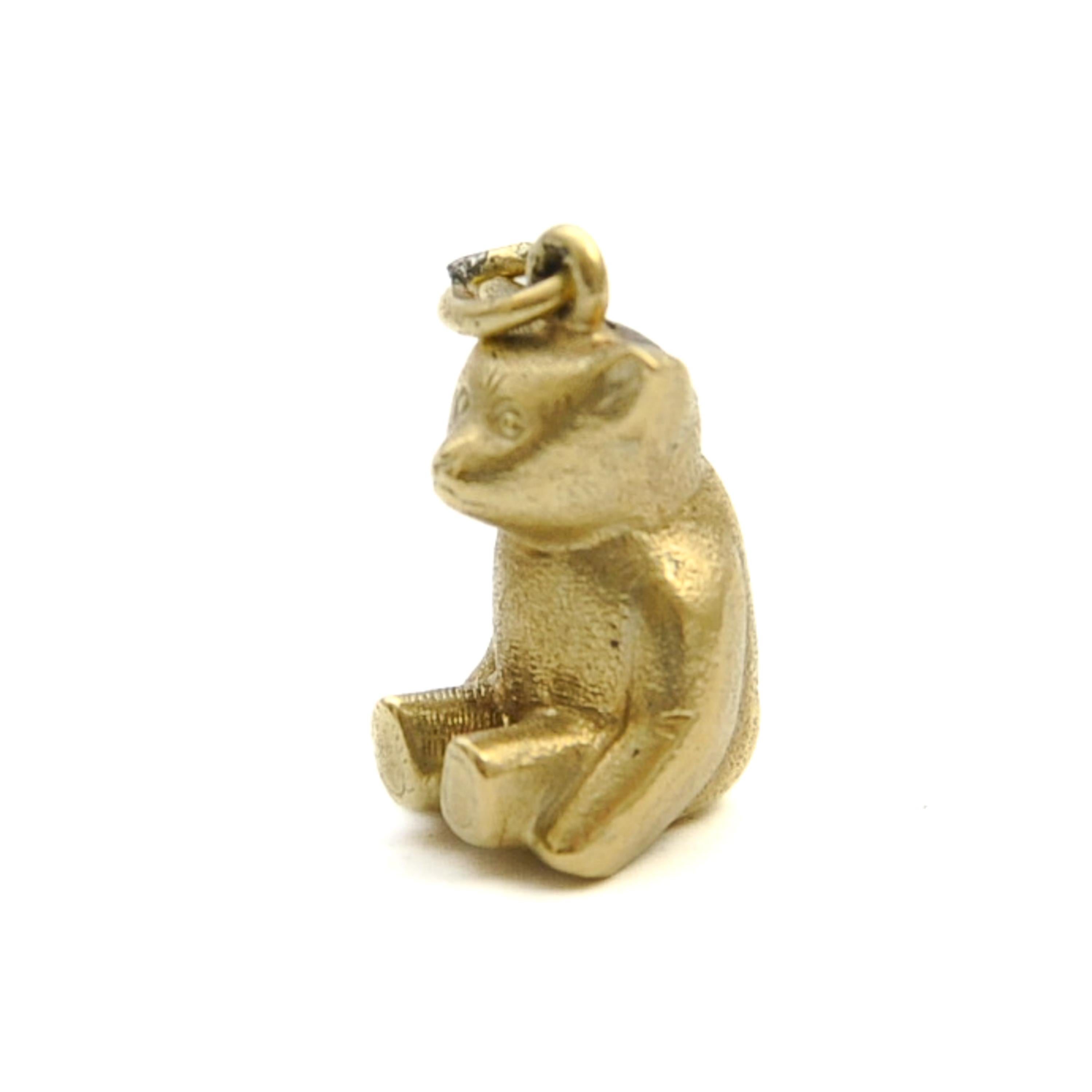 Women's or Men's Vintage 14K Gold Bear Animal Charm Pendant For Sale
