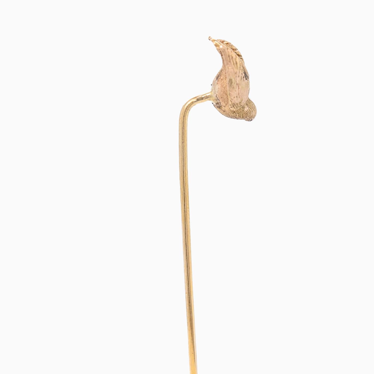 Spillone d'oro 14k con uccello in volo in vendita 2