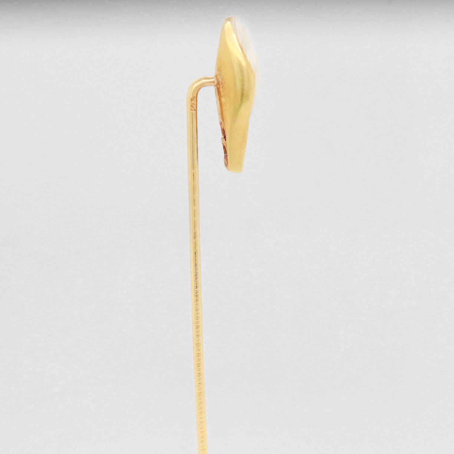 Vintage 14k Gold, Blister Pearl, & Diamond Stickpin For Sale 1