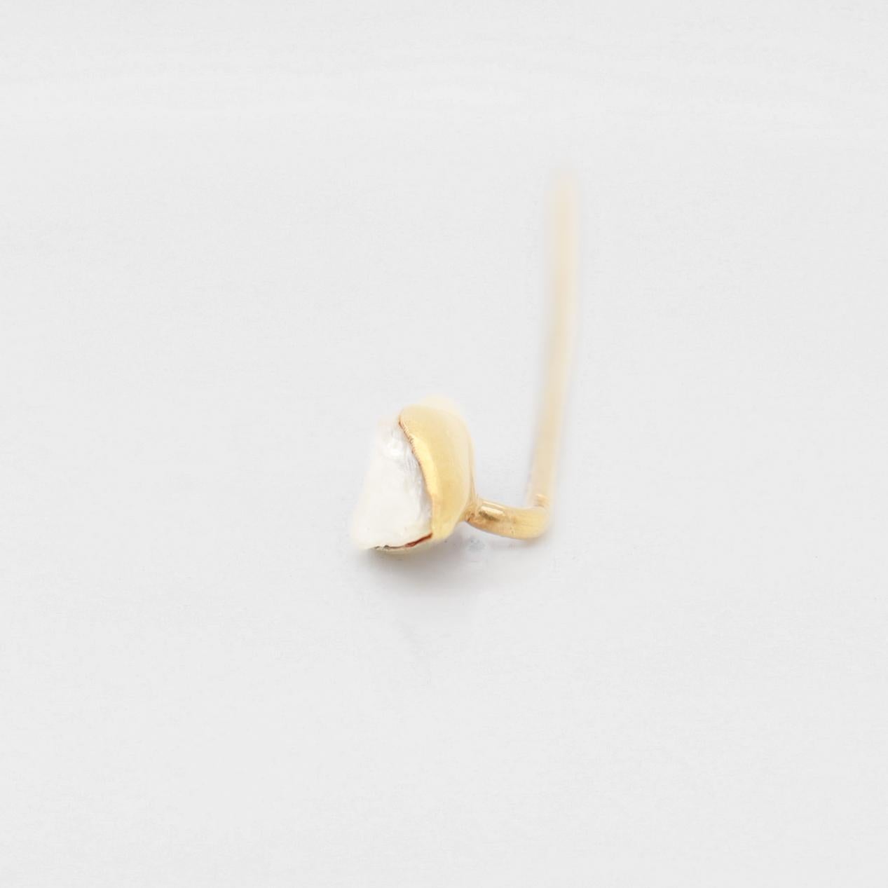 Vintage 14k Gold, Blister Pearl, & Diamond Stickpin For Sale 3
