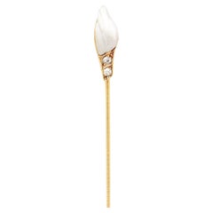 Vintage 14k Gold, Blister Perle, & Diamant Stickpin