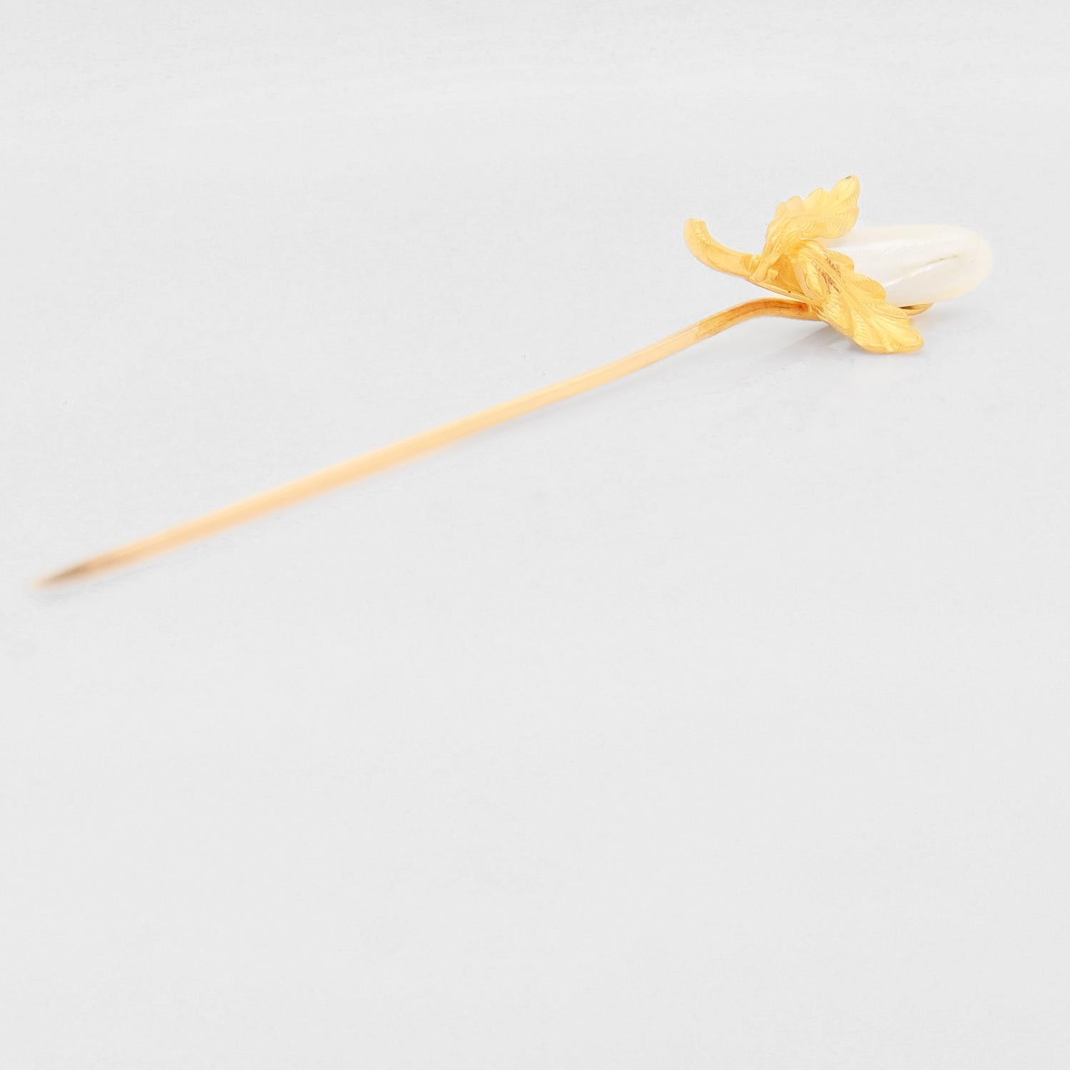 Vintage 14k Gold & Blister Pearl Gourd or Eggplant Stickpin For Sale 4