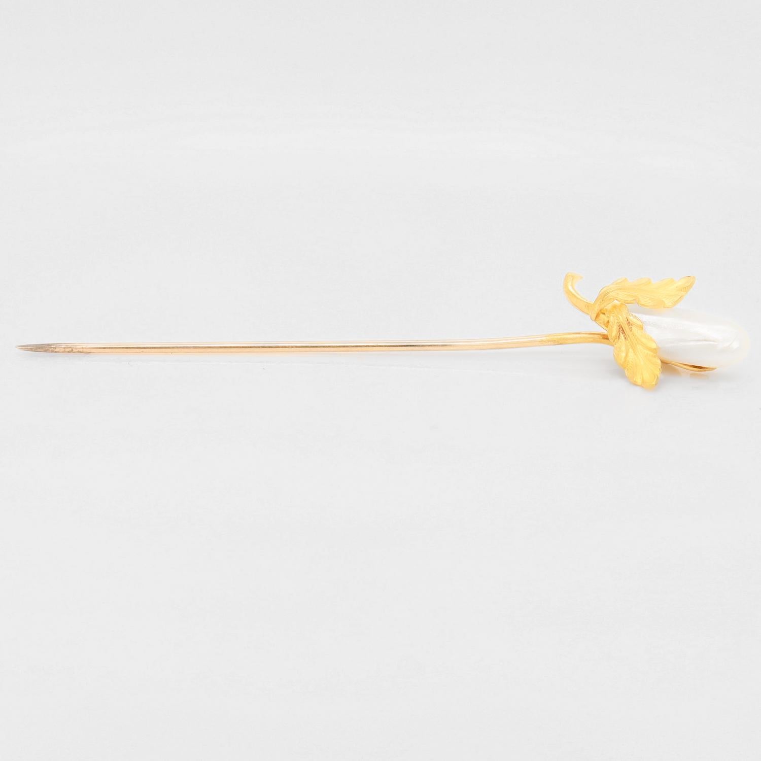 Vintage 14k Gold & Blister Pearl Gourd or Eggplant Stickpin For Sale 5