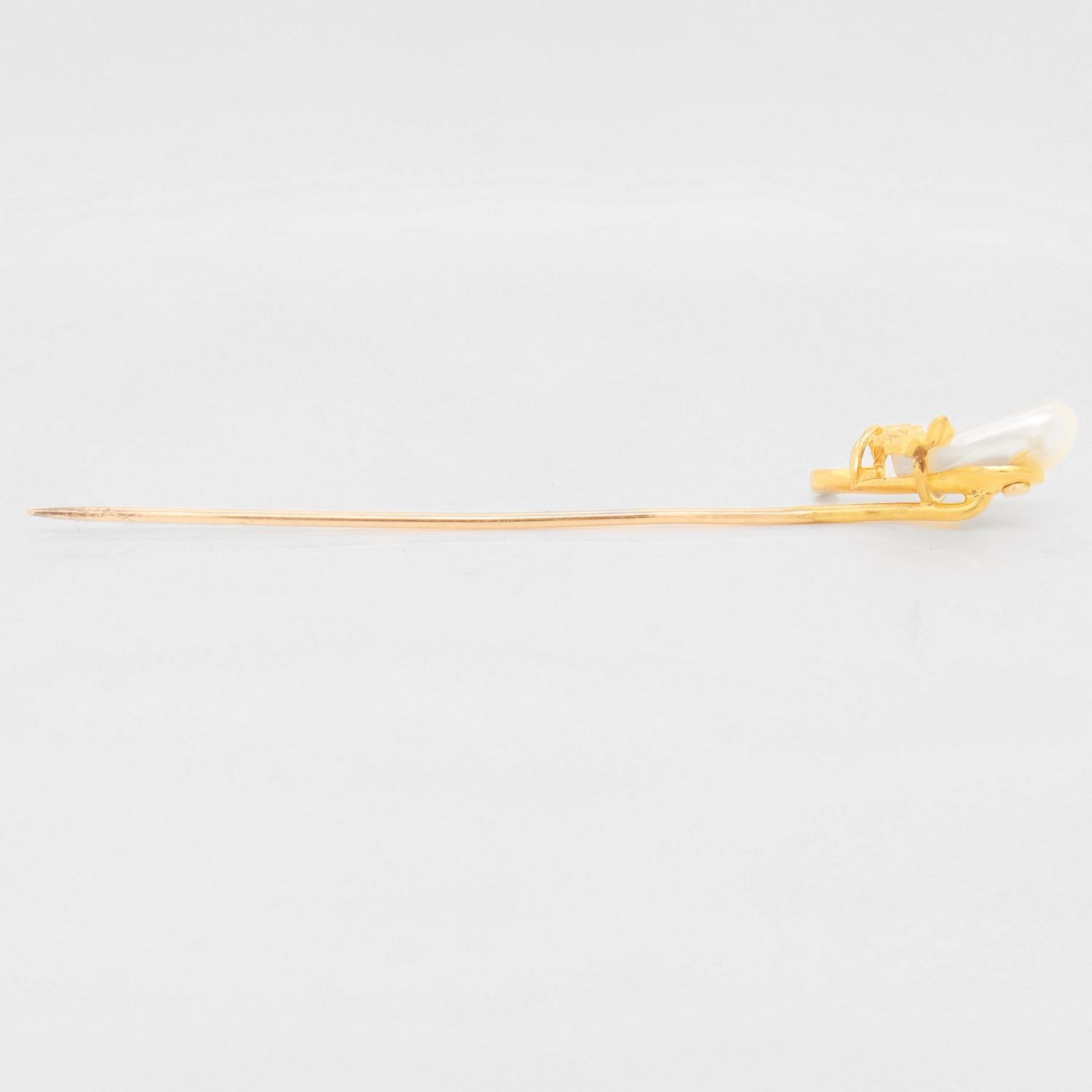 Vintage 14k Gold & Blister Pearl Gourd or Eggplant Stickpin For Sale 6