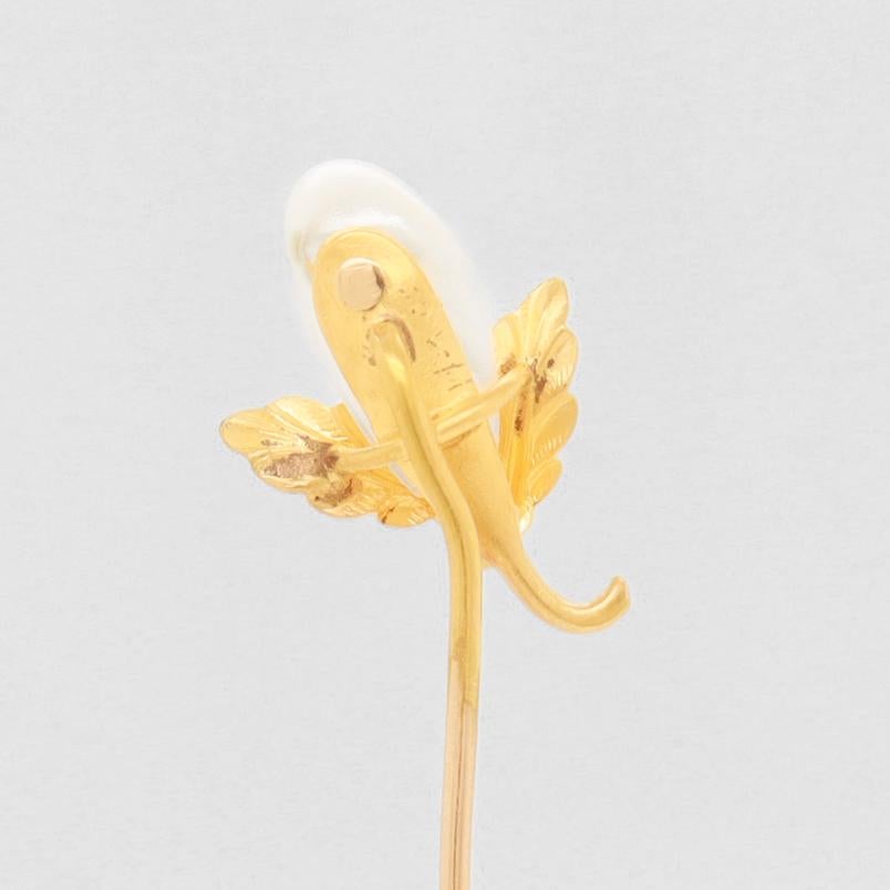 Vintage 14k Gold & Blister Pearl Gourd or Eggplant Stickpin For Sale 8