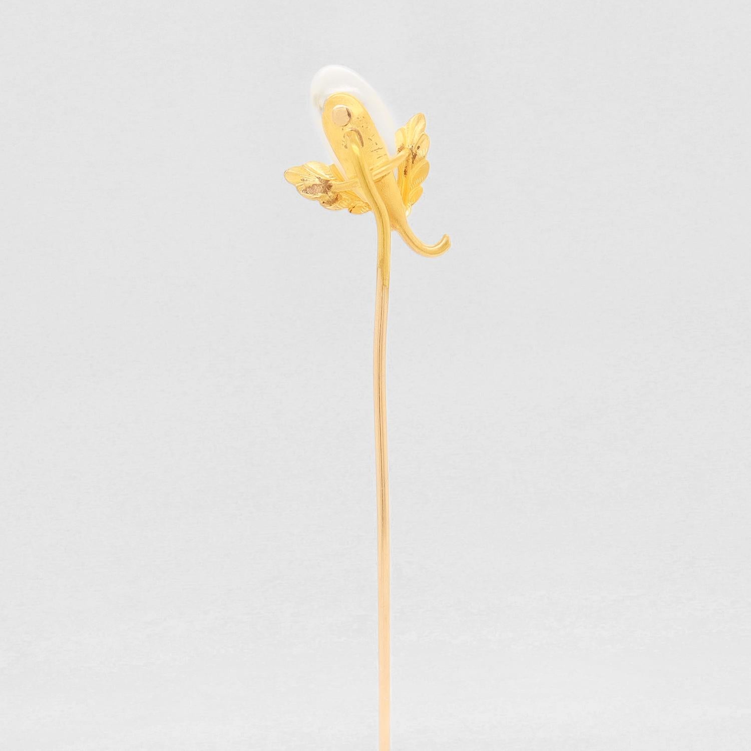 Women's or Men's Vintage 14k Gold & Blister Pearl Gourd or Eggplant Stickpin For Sale