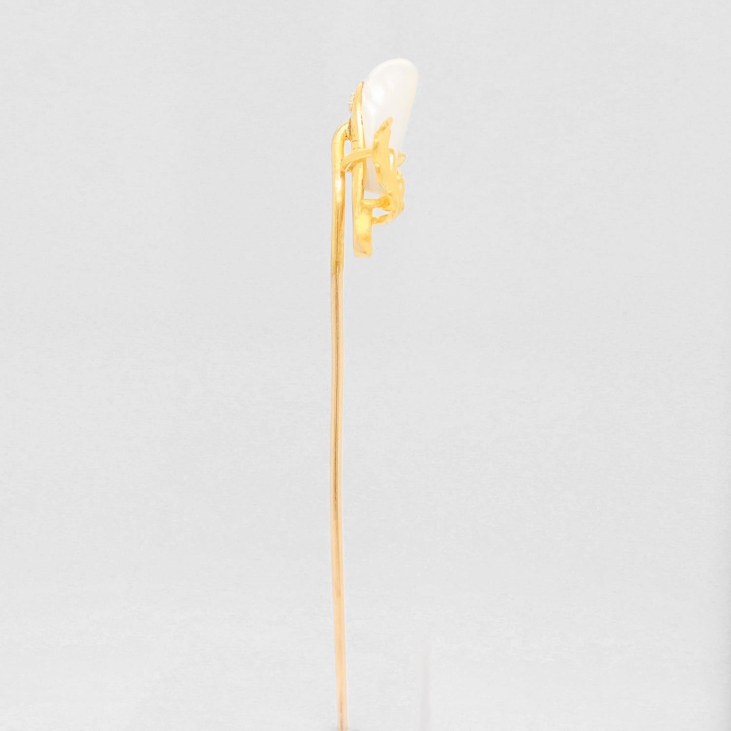 Vintage 14k Gold & Blister Pearl Gourd or Eggplant Stickpin For Sale 2