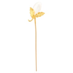 Vintage 14k Gold & Blister Pearl Gourd or Eggplant Stickpin