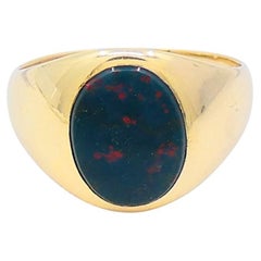 Vintage 14k Gold Bloodstone Signet Ring