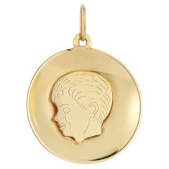 14k Gold Silhouette-Scheiben-Medaillon-Charm-Anhänger