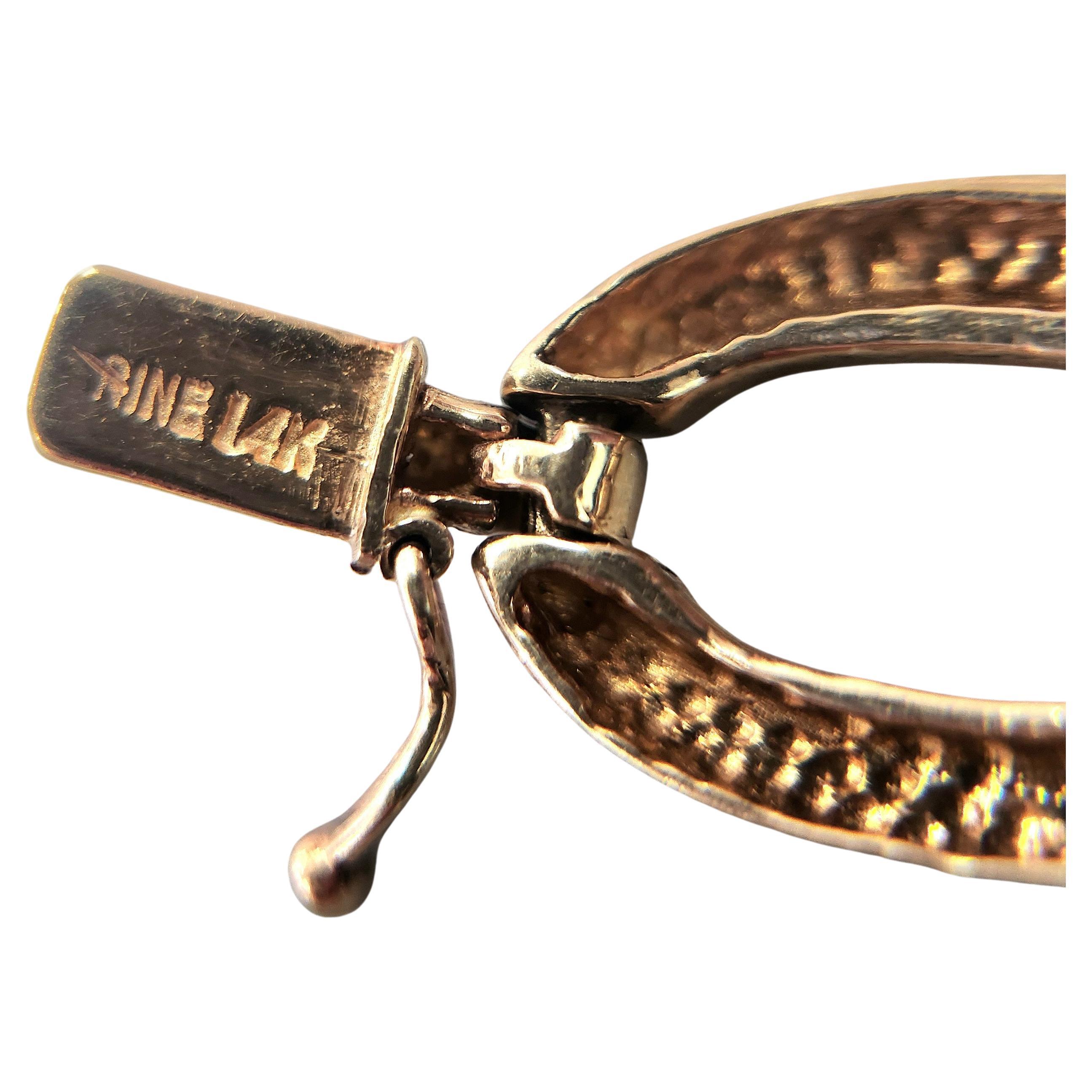 Vintage 14K Gold Bracelet  Emerald, Imperial Topaz & Diamond X Link  7.25 For Sale 1