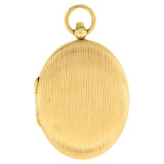 Retro 14k Gold Brushed Textured Finish Extra Large XL Oval Locket Pendant