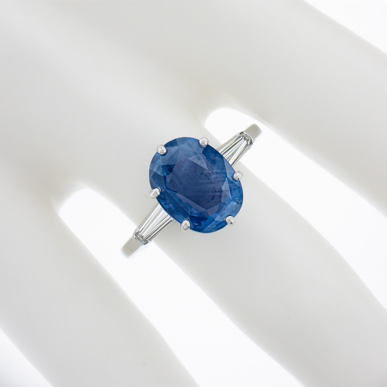 Vintage 14K Gold Burma No Heat 4,56ctw GIA Oval Blauer Saphir & Diamant-Ring, Vintage (Ovalschliff) im Angebot