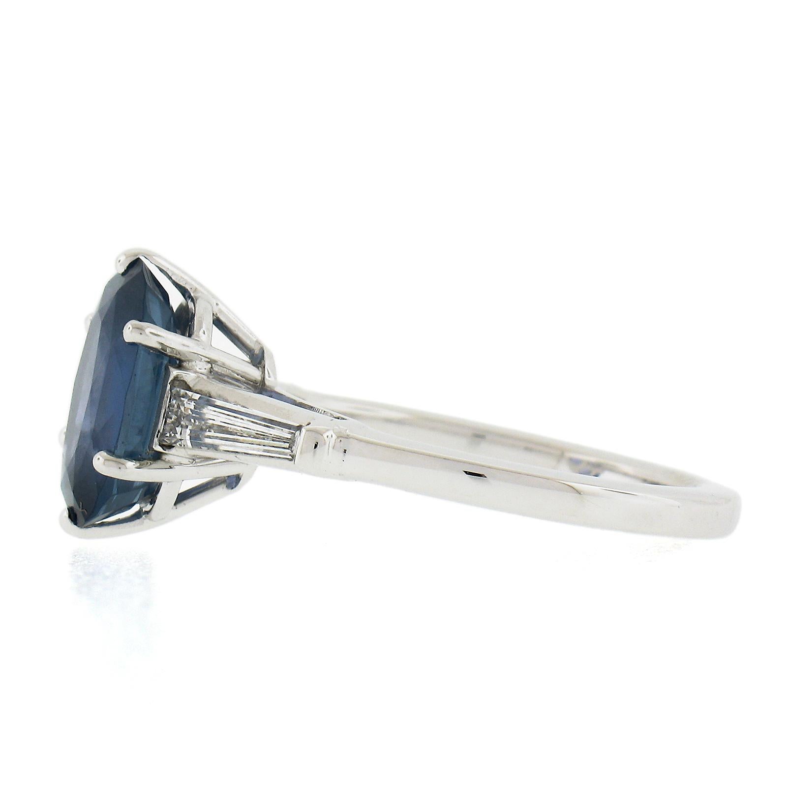 Vintage 14K Gold Burma No Heat 4,56ctw GIA Oval Blauer Saphir & Diamant-Ring, Vintage Damen im Angebot