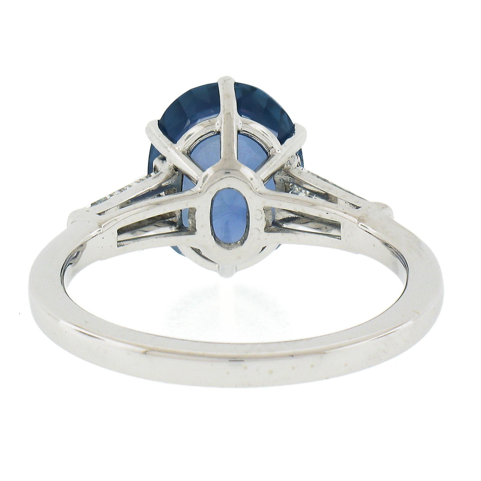 Vintage 14K Gold Burma No Heat 4,56ctw GIA Oval Blauer Saphir & Diamant-Ring, Vintage im Angebot 1