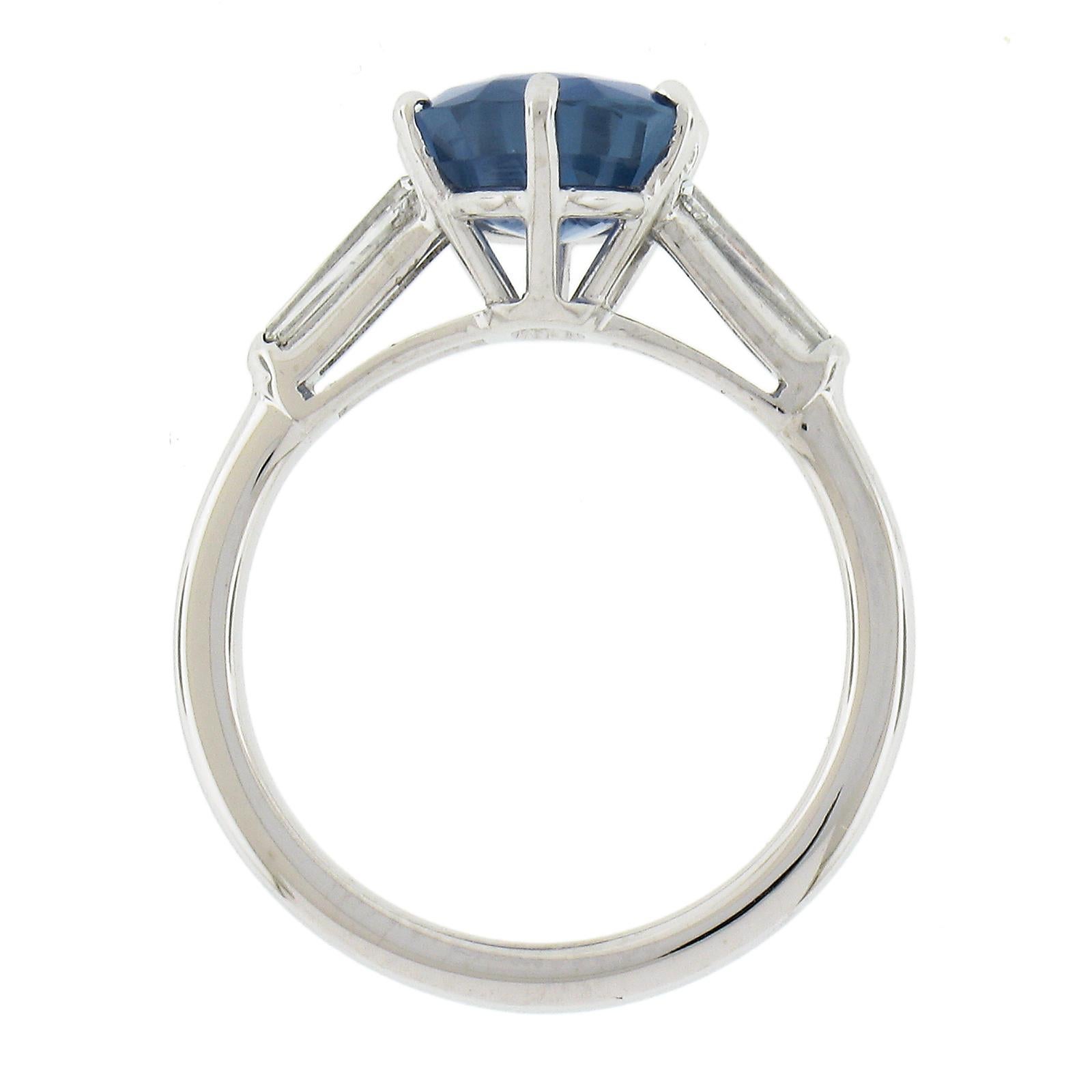 Vintage 14K Gold Burma No Heat 4.56ctw GIA Oval Blue Sapphire & Diamond Ring For Sale 2