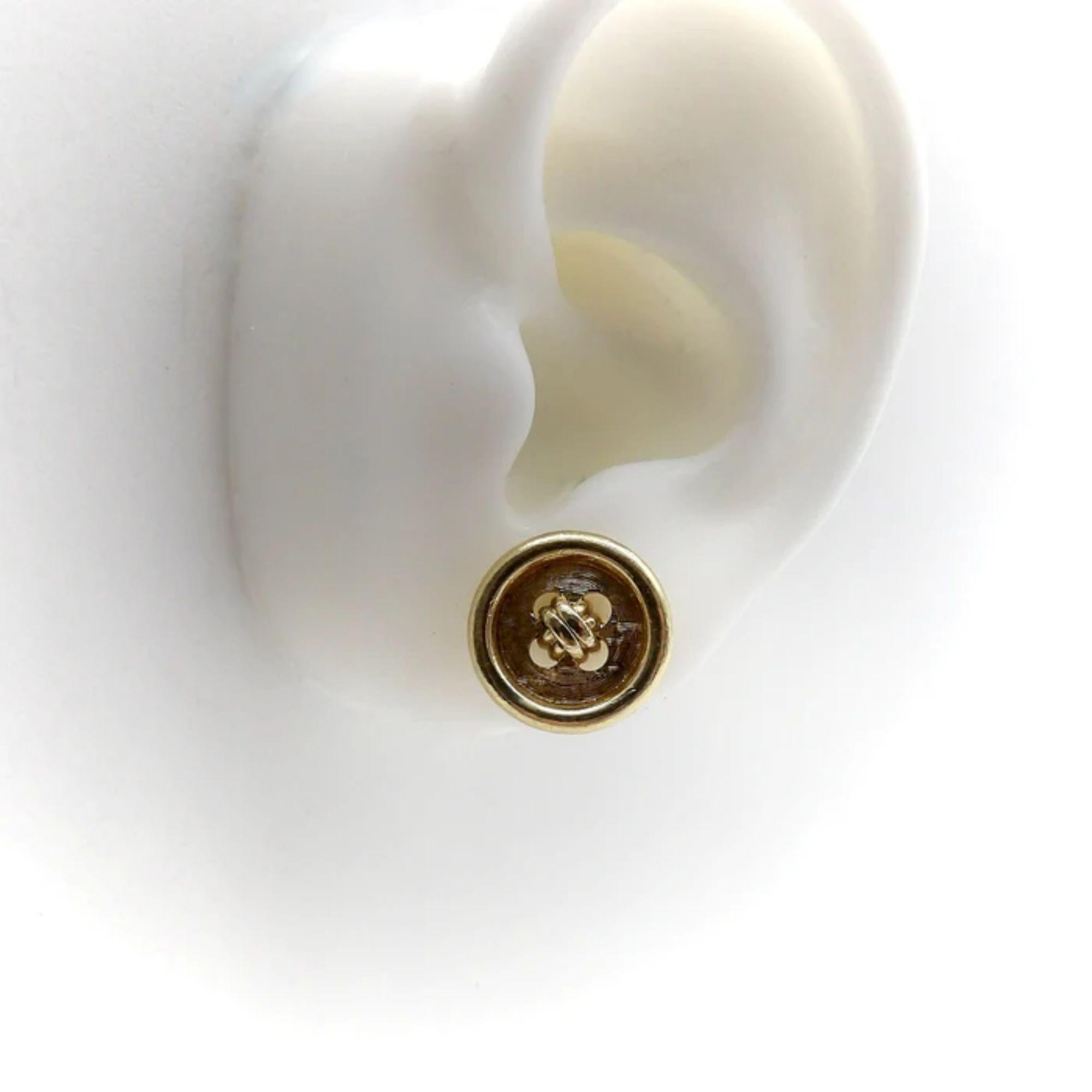 Modern Vintage 14k Gold Button Earrings For Sale