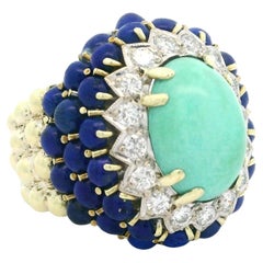 Vintage 14k Gold Cabochon Lapis Turquoise
Diamond Bead Work Cocktail Ring Vintage 14k Gold Cabochon Lapis Turquoise
Diamond Bead Work Cocktail Ring