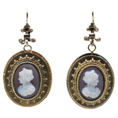 Vintage 14K Gold Cameo Earrings