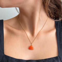 Vintage 14K Gold Carnelian Buddha Pendant