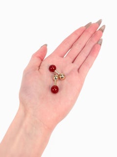 Gemelli d'epoca in oro 14K e corniola cabochon