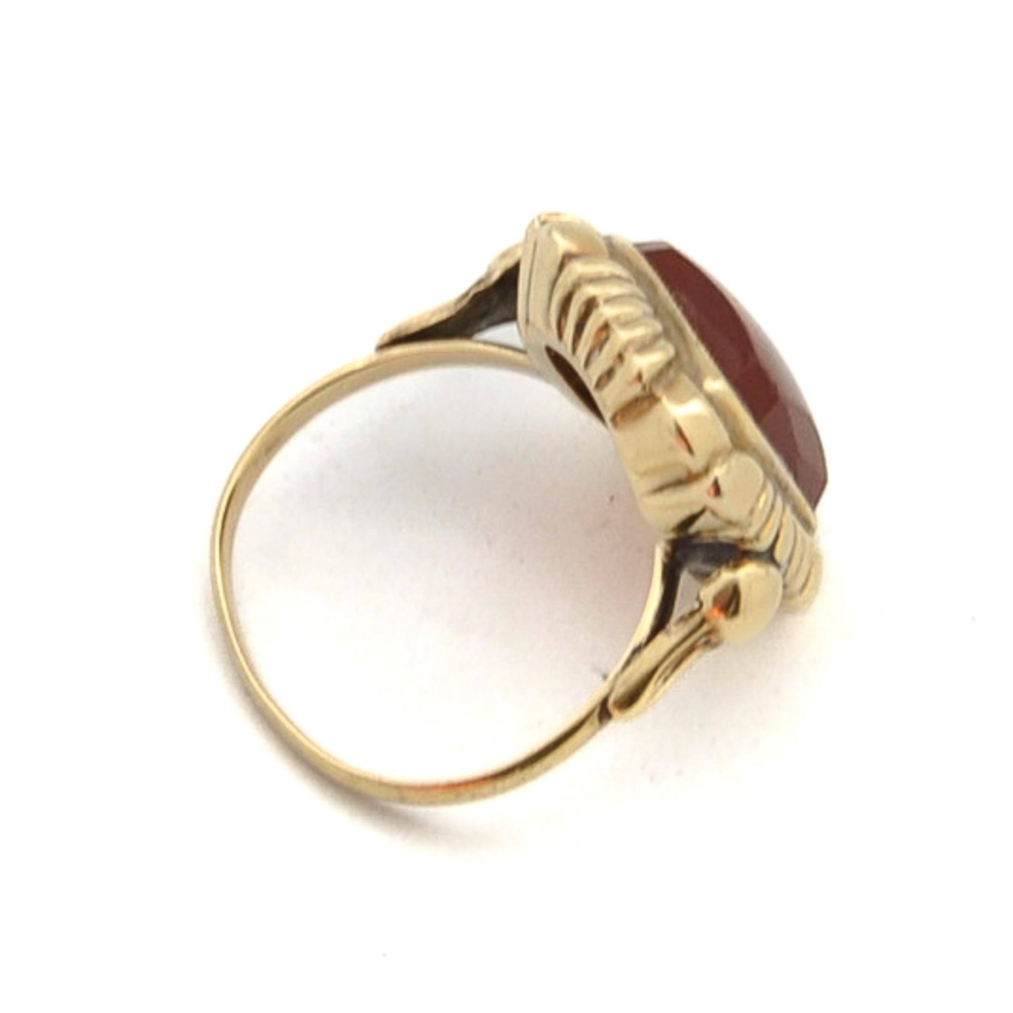 Vintage 14K Gold Karneol Quadratischer Ring für Damen oder Herren