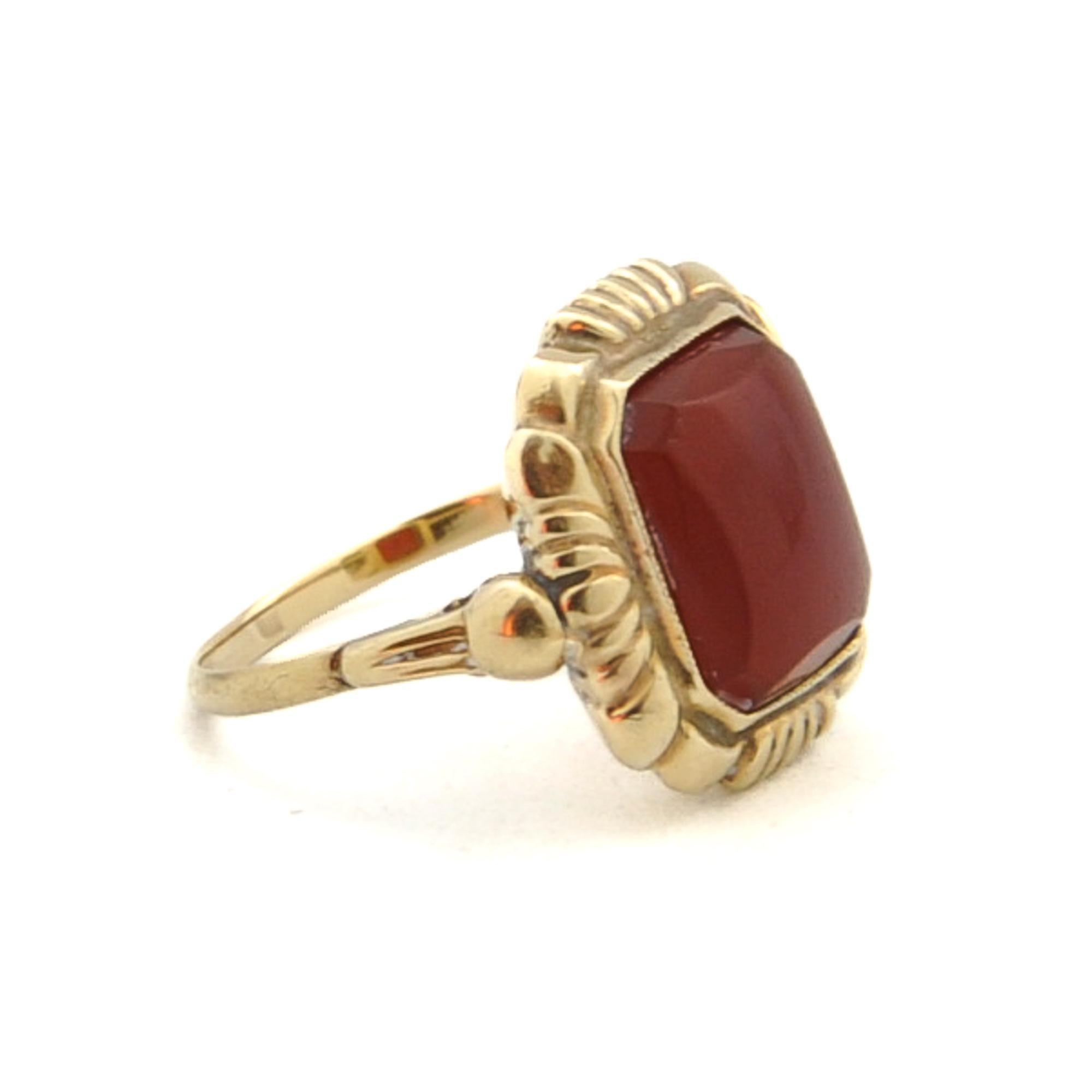 Vintage 14K Gold Karneol Quadratischer Ring 1