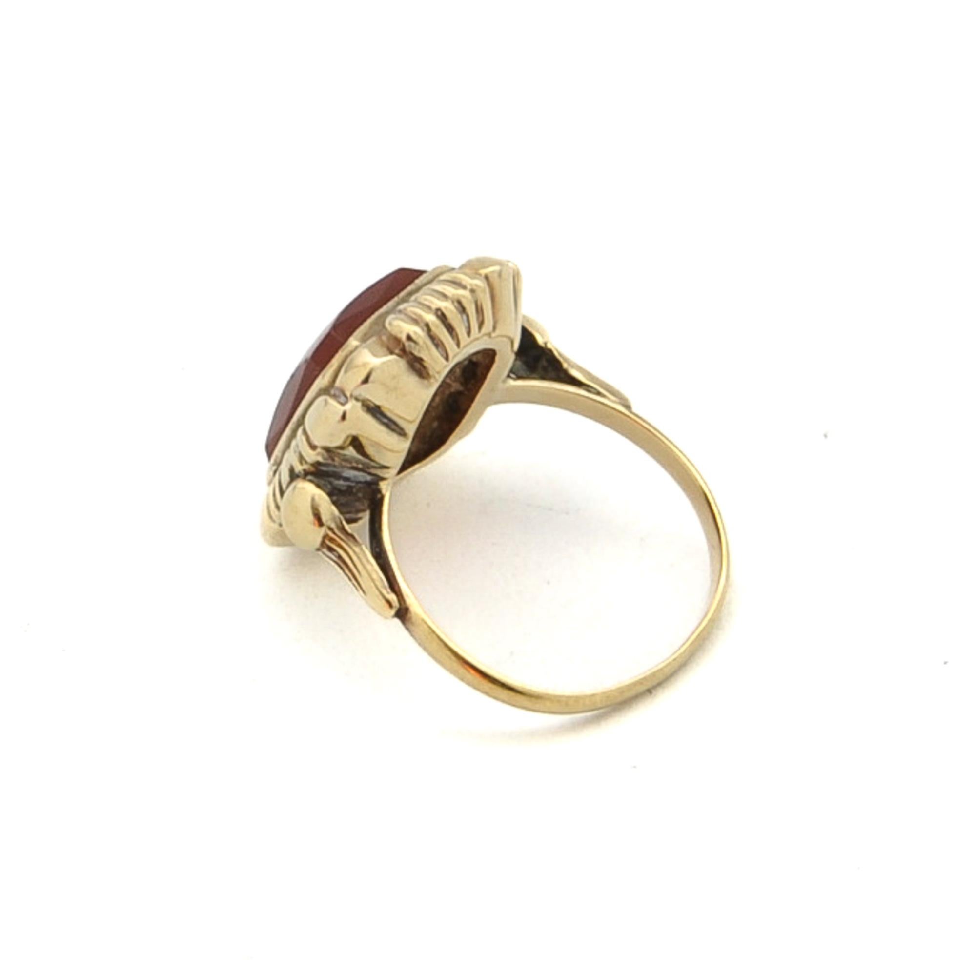 Vintage 14K Gold Karneol Quadratischer Ring 2