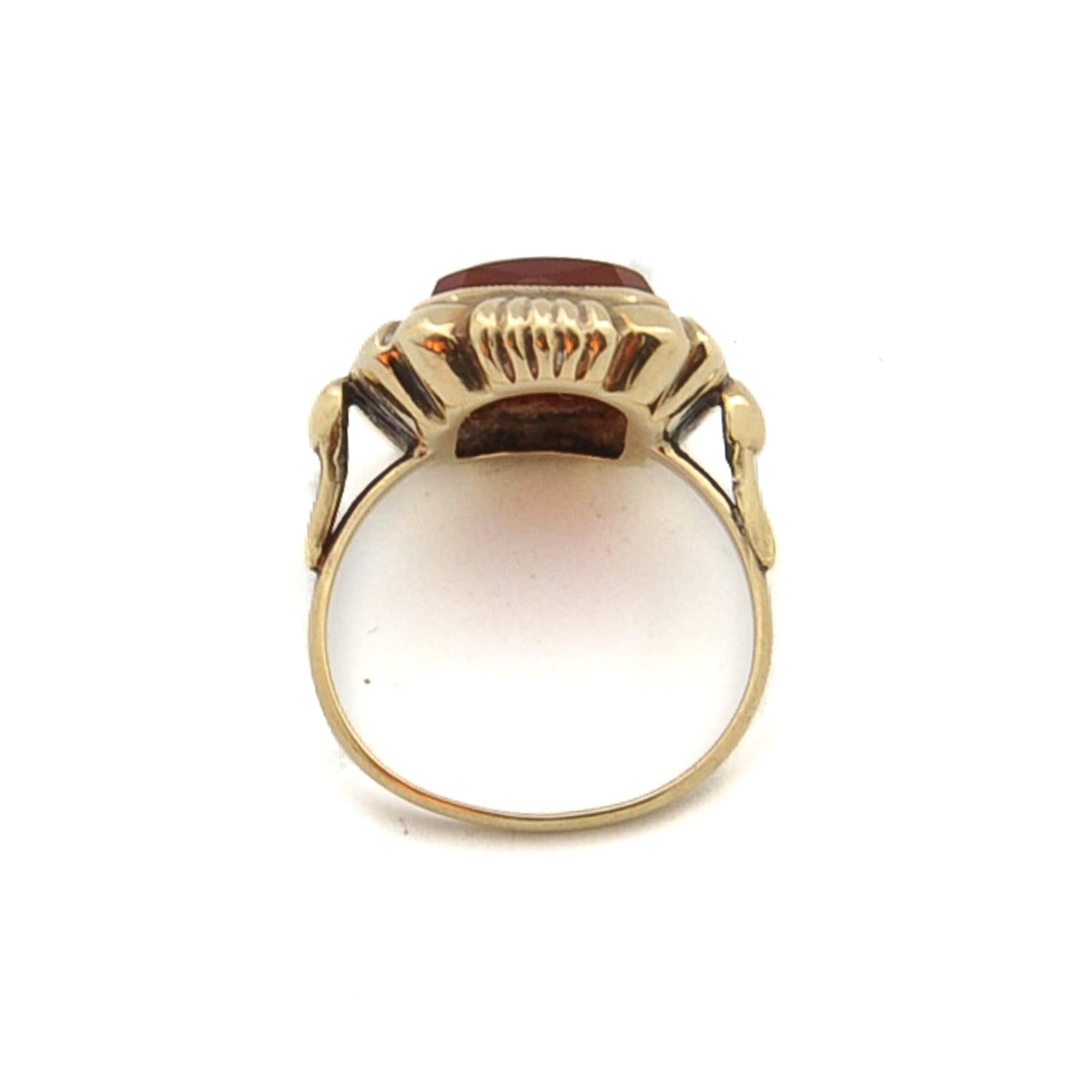 Vintage 14K Gold Karneol Quadratischer Ring 3