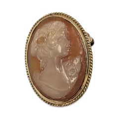 Vintage 14K Gold Carved Shell Cameo Brooch & Pendant Convertible