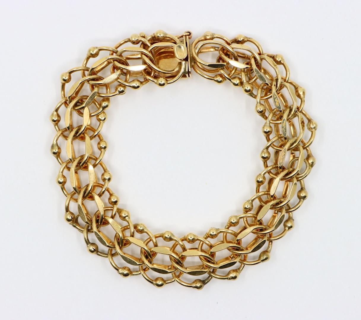 Bracelet vintage en chaîne d'or 14K Bon état - En vente à Flushing, NY