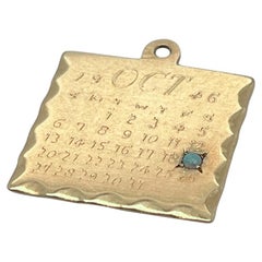 Vintage 14K Gold Charm für ein Armband von einem Geburtstag Kalender