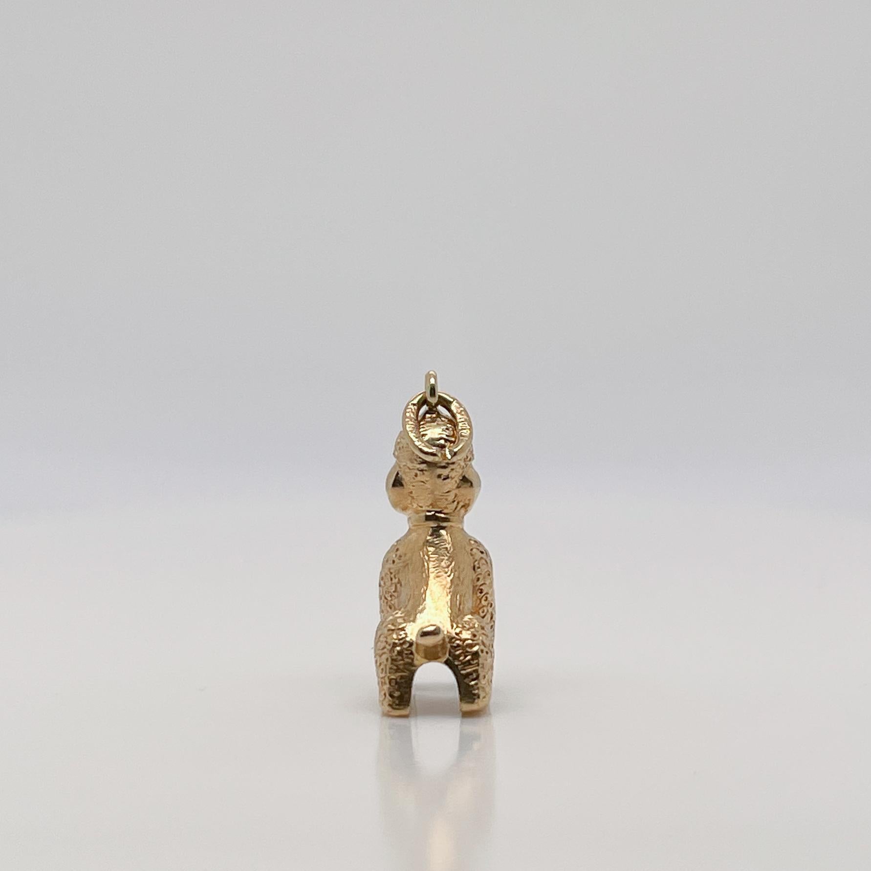 Retro Vintage 14K Gold Charm for a Bracelet of a French Poodle