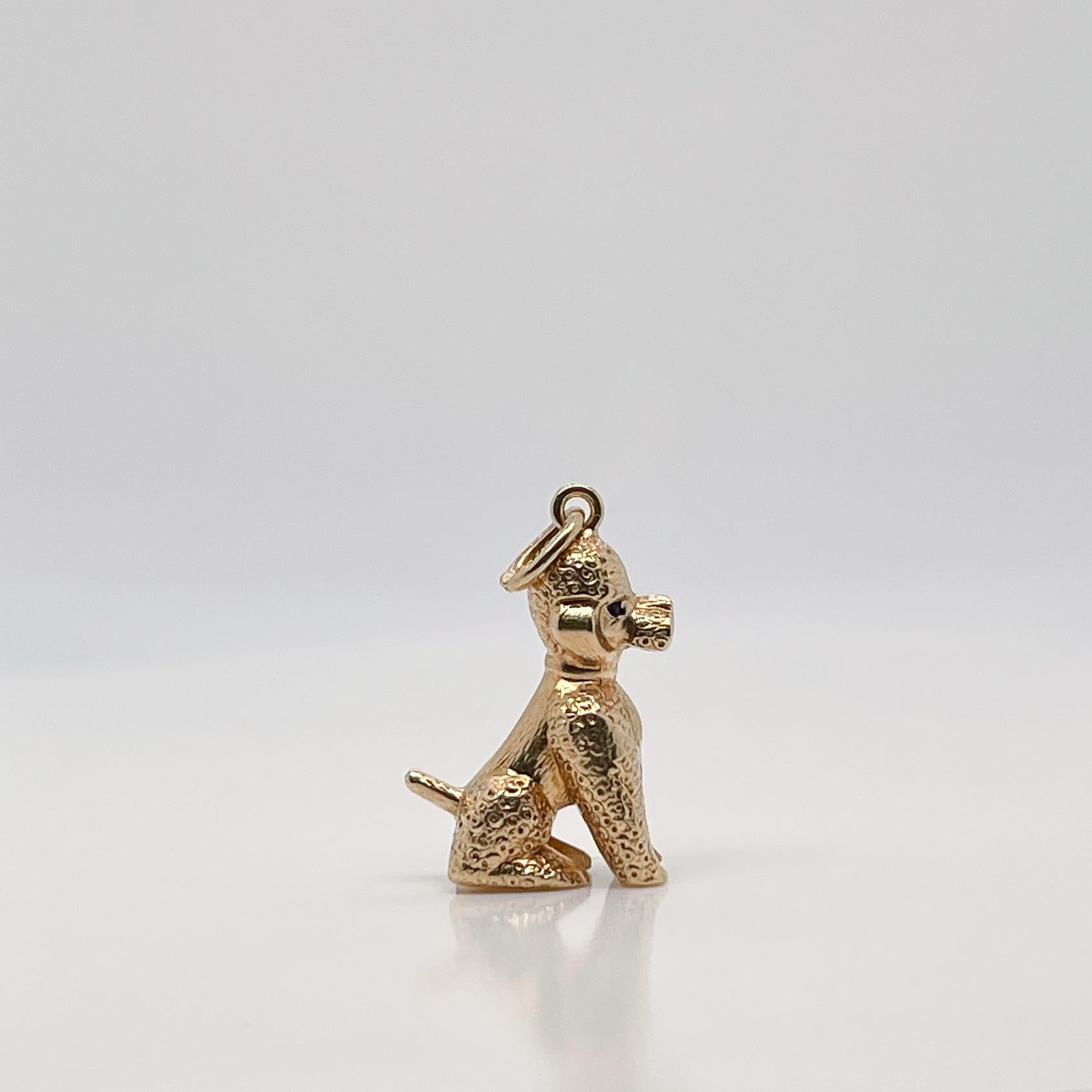 Vintage 14K Gold Charm for a Bracelet of a French Poodle In Good Condition In Philadelphia, PA