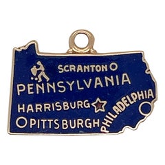 Vintage 14k Gold Charm for a Bracelet of the State of Pennsylvania