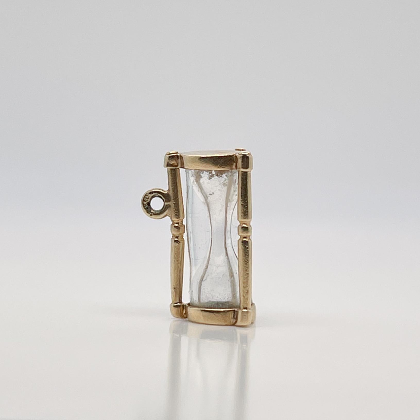 Modern Vintage 14K Gold Charm of an Hour Glass for a Bracelet