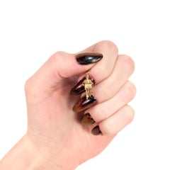 Vintage 14K Gold Charm of an Organ Grinder and Monkey