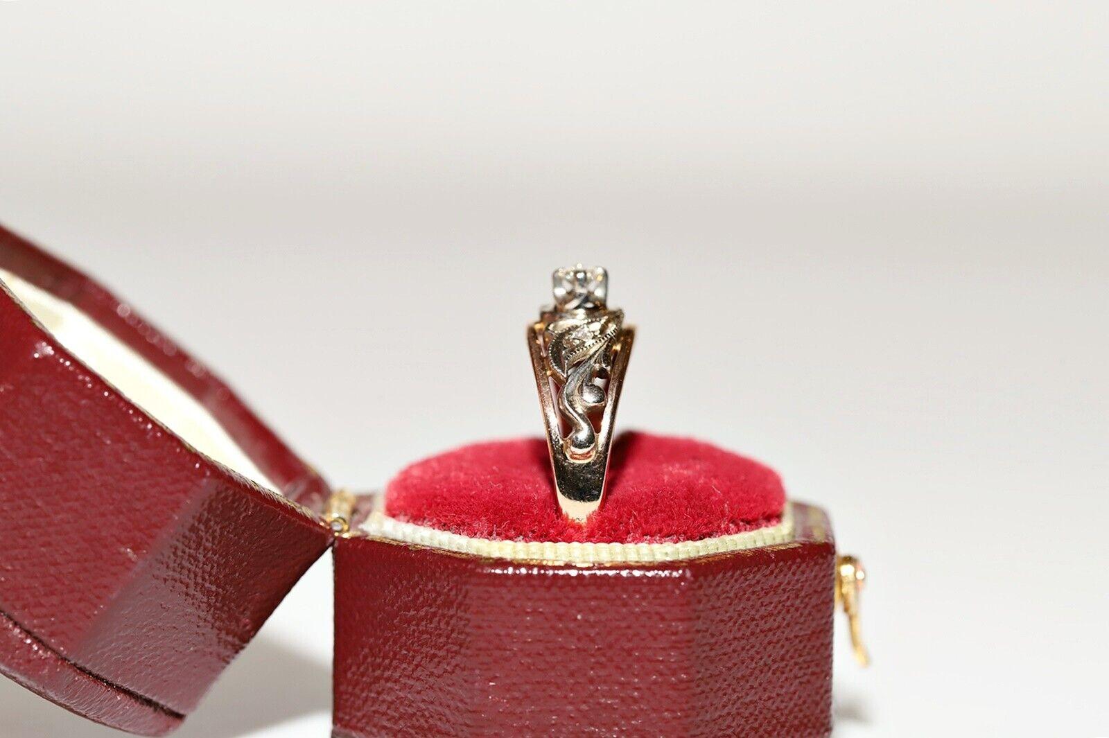 Vintage By  14k Gold Circa 1960er Jahre Natürlicher Diamant-Dekorierter Ring (Retro) im Angebot