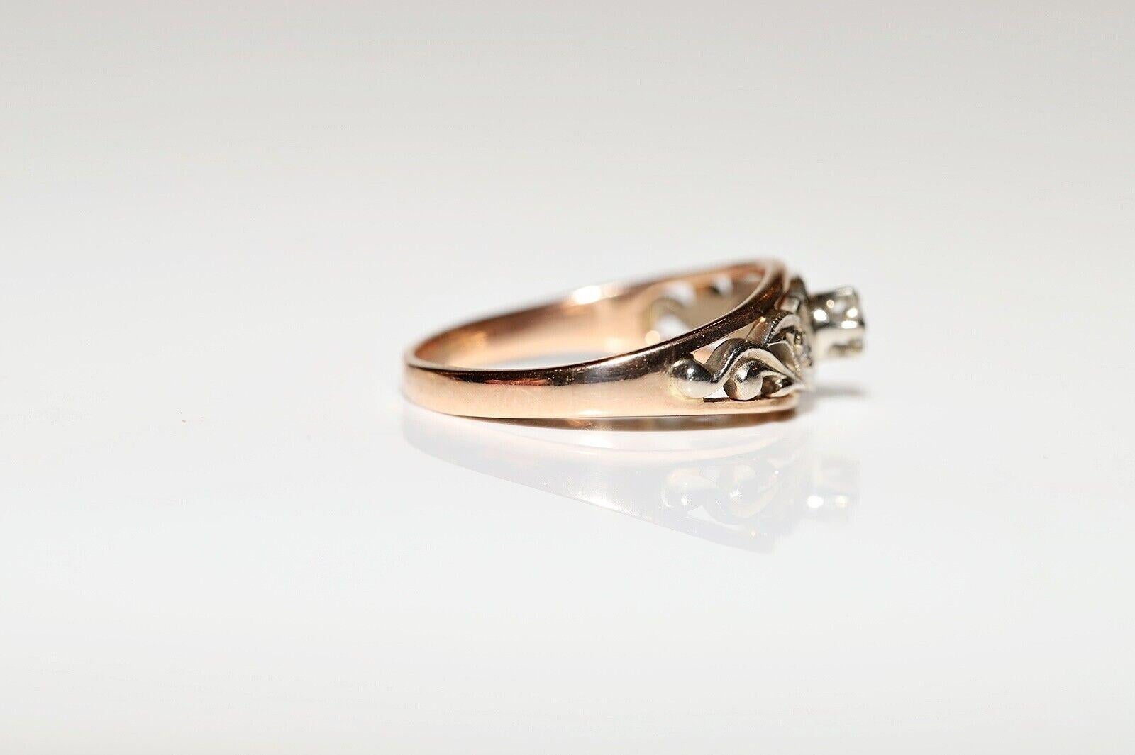 Vintage By  14k Gold Circa 1960er Jahre Natürlicher Diamant-Dekorierter Ring (Brillantschliff) im Angebot