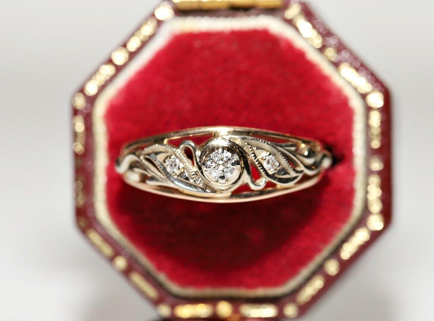 Vintage By  14k Gold Circa 1960er Jahre Natürlicher Diamant-Dekorierter Ring Damen im Angebot