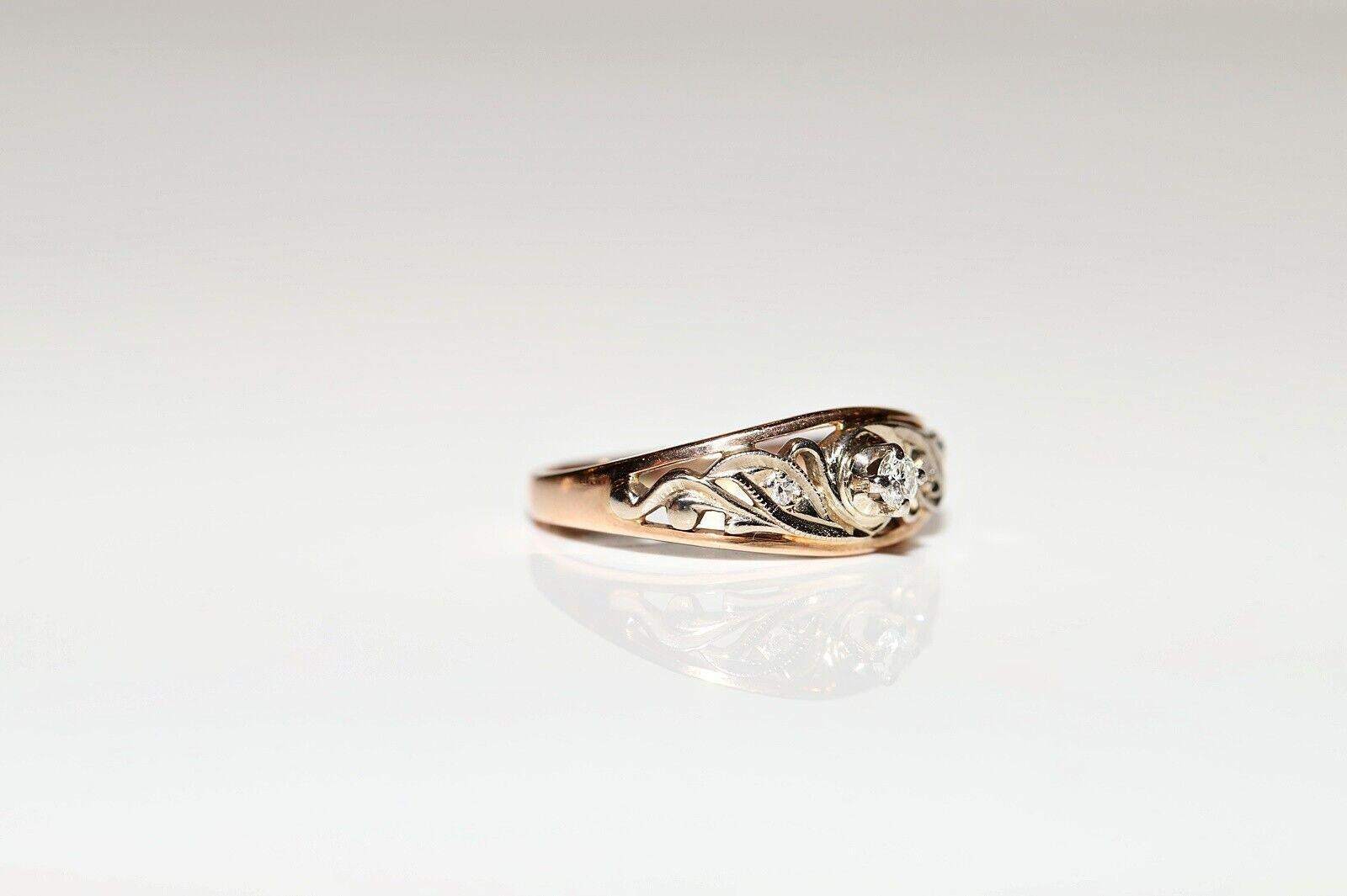 Vintage By  14k Gold Circa 1960er Jahre Natürlicher Diamant-Dekorierter Ring im Angebot 2