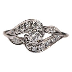 Anillo vintage de oro de 14k decorado con diamantes naturales de los años 70
