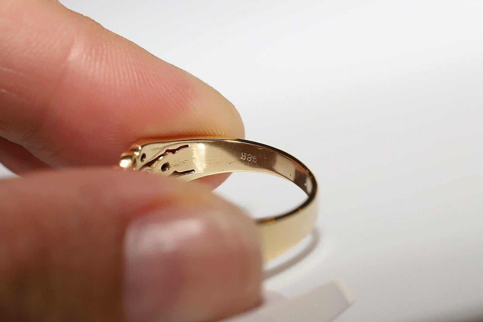 Taglio brillante Anello d'oro 14k d'epoca, circa anni '80, con diamanti naturali decorati in vendita