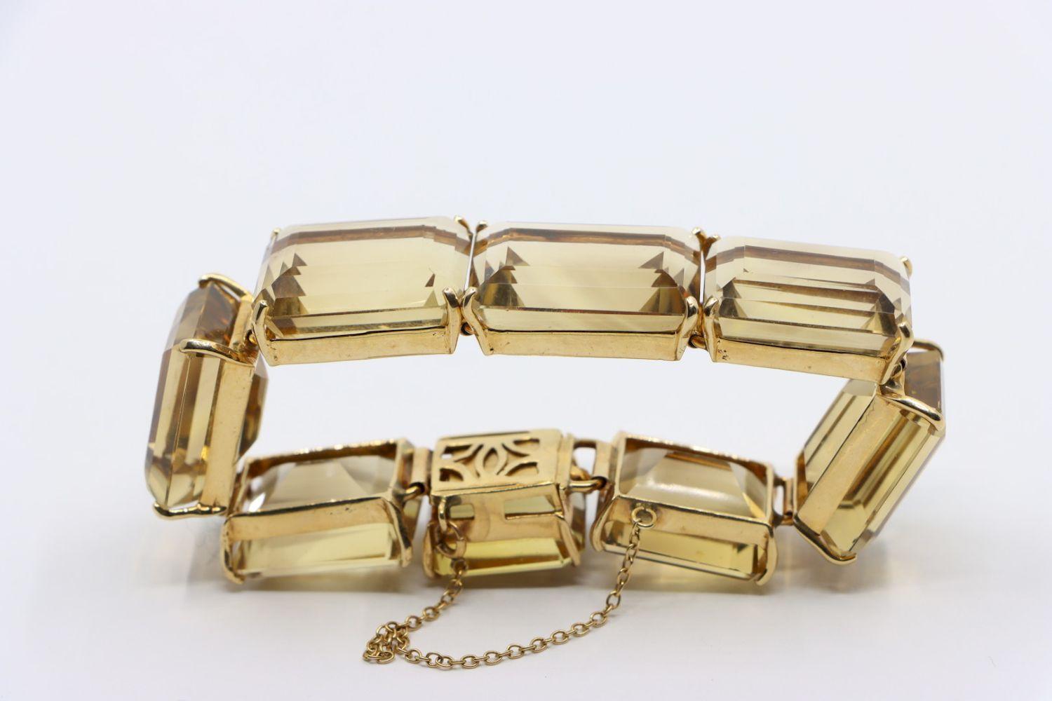 Bracelet vintage en or 14K avec citrine en vente 8