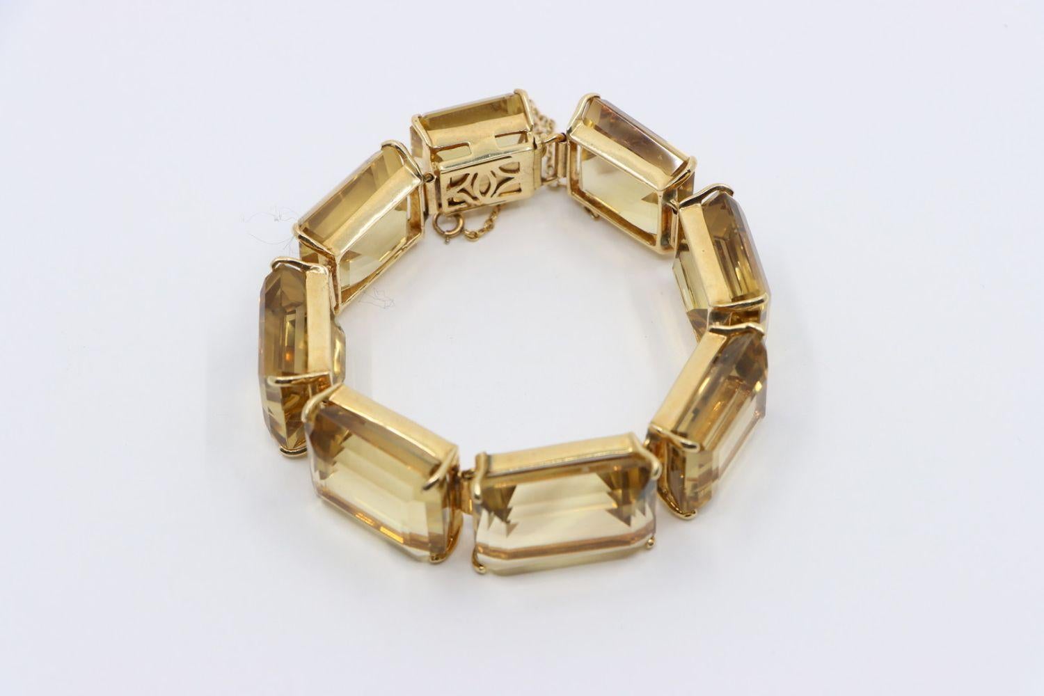 Bracelet vintage en or 14K avec citrine Bon état - En vente à Flushing, NY