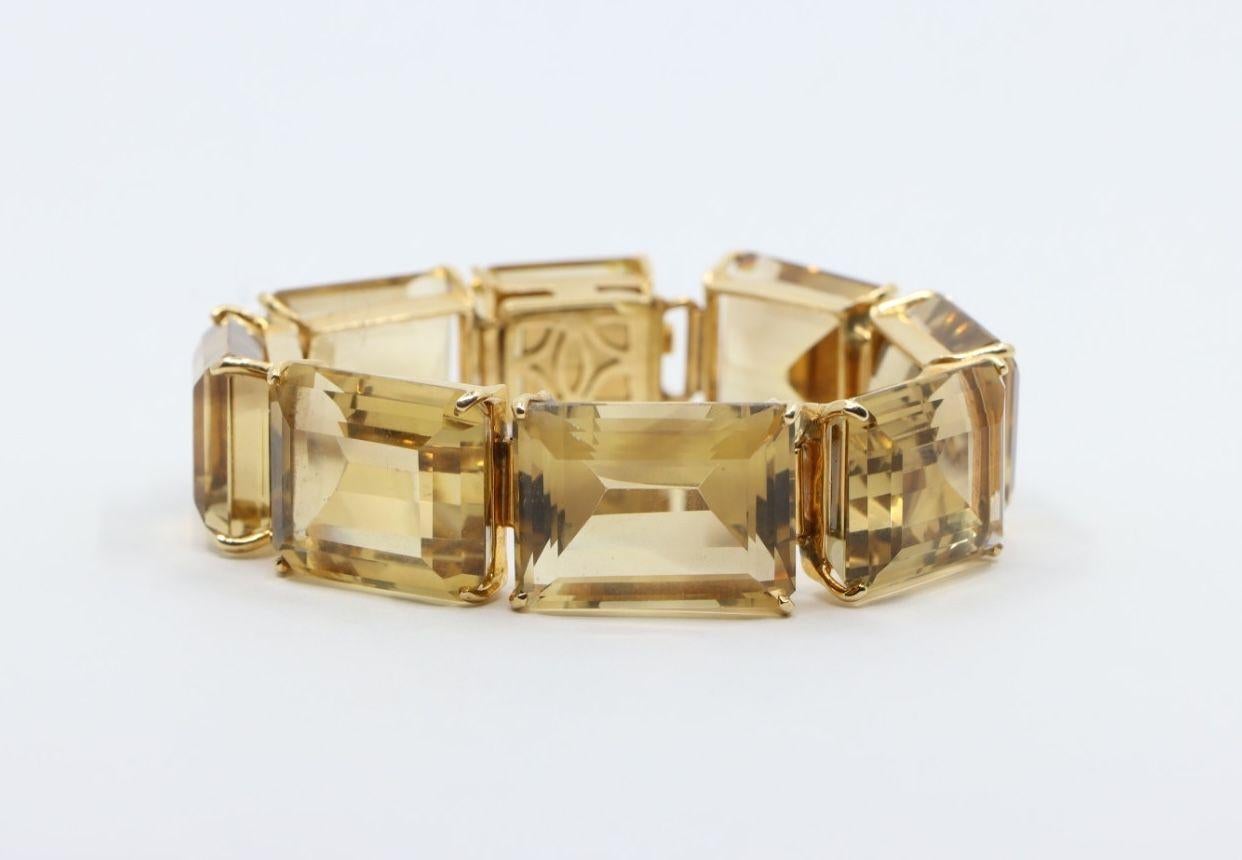 Bracelet vintage en or 14K avec citrine Pour femmes en vente
