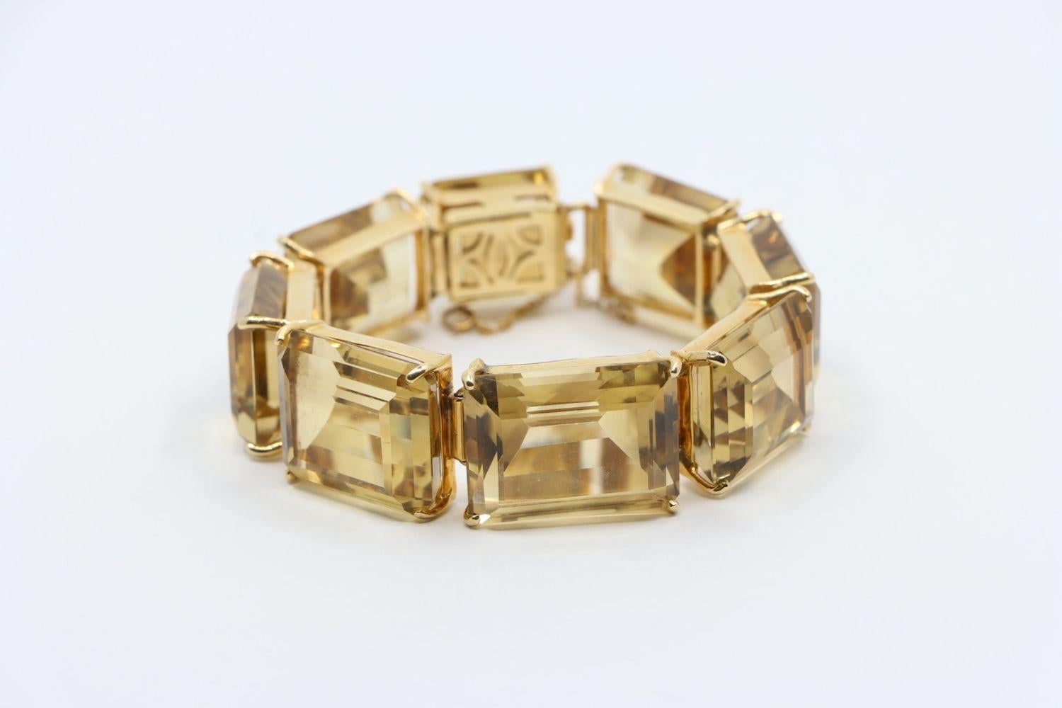 Bracelet vintage en or 14K avec citrine en vente 1