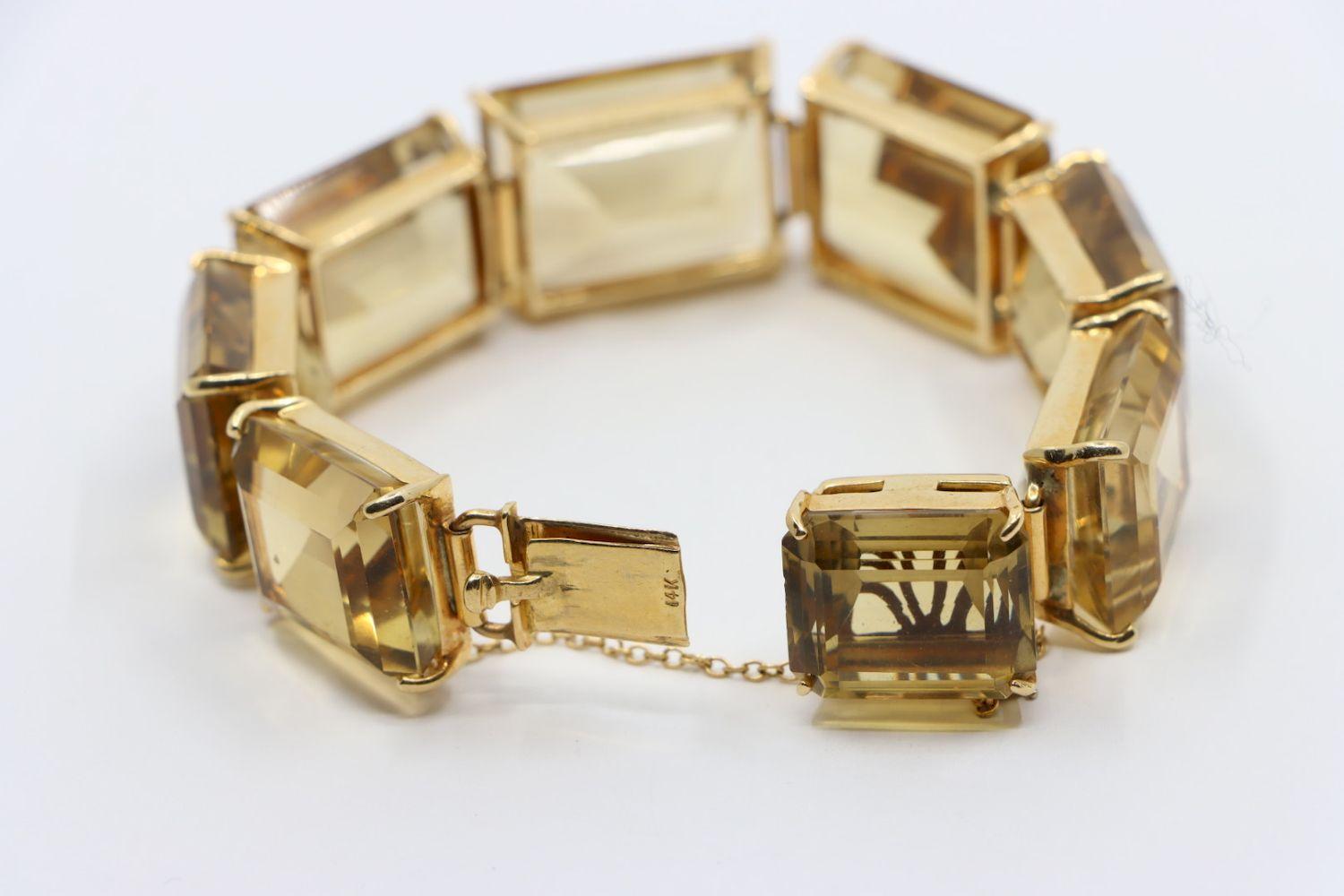 Bracelet vintage en or 14K avec citrine en vente 3